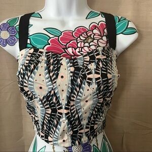 Forever 21 Contemporary Blue Black White Abstract Crop Top Bra